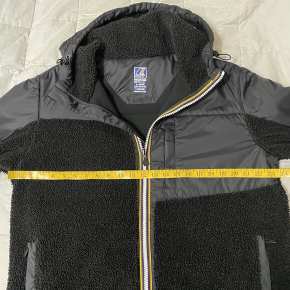 K-Way Jacket Men Size XL Black Le Vrai Orsetto 3.0 Sweatshirt Teddy Sherpa Hood - Picture 5 of 9
